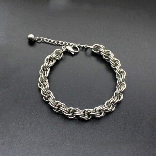 2019 Mens Bracelet & Bangle Stainless Steel Bracelet Link Wheat Double Chain Jewelry Dropshipping