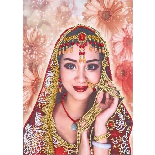 5D Diamond Painting Special Shaped Drill Indian Woman Diamond Embroidery Set Beauty Girl Rhinestones Mosaic Art Home Decor
