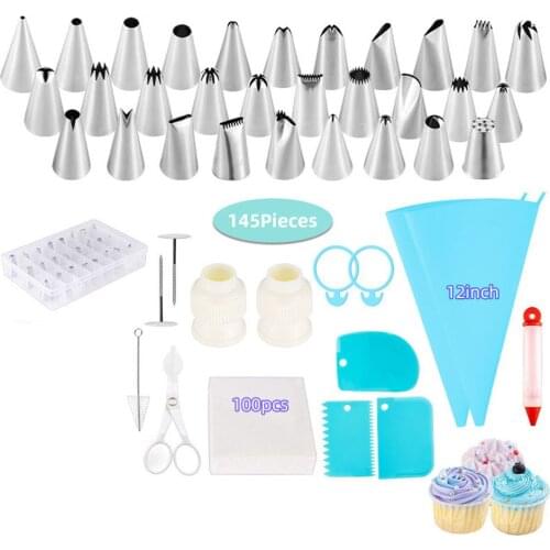 Cake Decorating Set Stainless Steel Pastry Nozzles Confectionery Bag Icing Smoother Baking Tools with Box