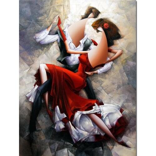 Wall Decor Abstract Oil Paintings Spanish Dancer Handmade Canvas Artwork Romantic Love Modern Picture For Bedroom Bathroom Gift