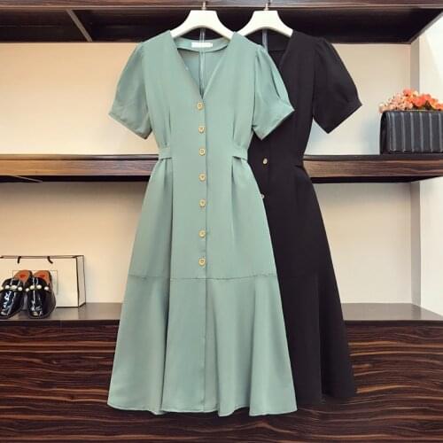 2021 Summer New Style Foreign Style Age Reducing Waist Style Slim Mid Length Dress