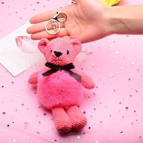 1PCS The New Animal Bear Cute Plush Bag Keychain Key Holder for Bag Charm Hanging Key Chain Key Ring Pendant Doll Toy YF-309