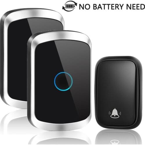 New Self-powered Waterproof Wireless Doorbell No Battery Need US EU UK Plug LED Doorbell 150M Remote Home 60 Ring Calling Bell