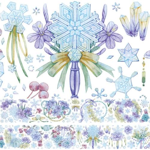 New Scrapbook Journal Material Paper Snowing Flower PET masking tape Sticker Snowflake Flower Long Special