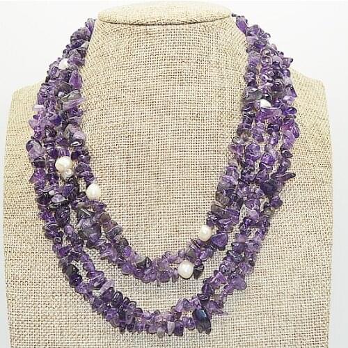 White pearl Purple Amethyst Necklace,Natural freshwater pearl baroque amethyst jewelry,charming birthday party gift for women