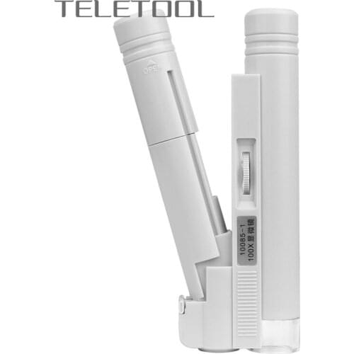 Handheld Microscope 100X Mini Pocket Portable Microscope LED Lamp Light Foldable Jewelry Magnifier Magnifying Loupe