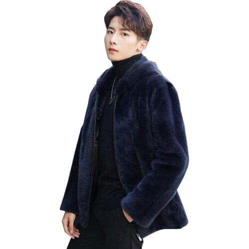 S-6XL New Fashion Winter Men Clothes High Imitating Mink Fur coat male Hooded Overcoat Mens Faux Fur Coat