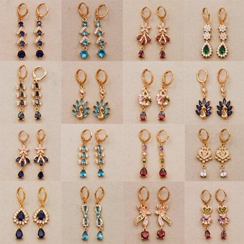 Trendy waterdrop Earrings for Womens earrings Gold Plate Dangle Earring with Zircon Jewelry wedding accessories Valentines