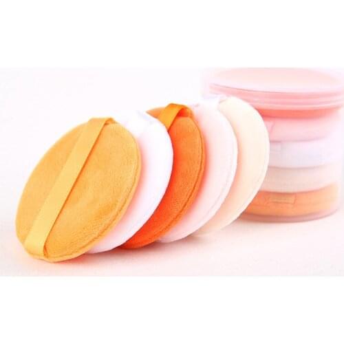 5 Pcs Powder Puff For Body Powder Loose Powder Makeup Sponges Soft Large Round Velour Smooth Apply Puff With Ribbon Band Handle