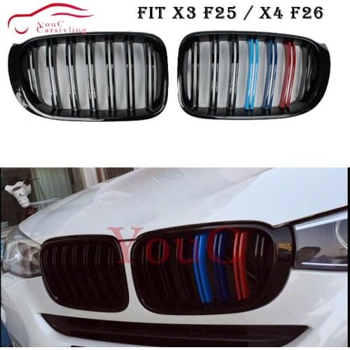 Gloss M three Color Front kidney Grille for BMW X3 F25 facelift X4 F26 2014 - 2018 Bumper Racing Grills Front hood mesh