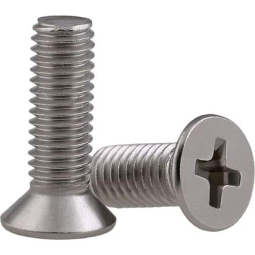 Philips Cross Head Machine Screw KM 304 Stainless Steel Flat Countersunk Head Bolt GB819 M5 M6 M8 M10 20Pcs