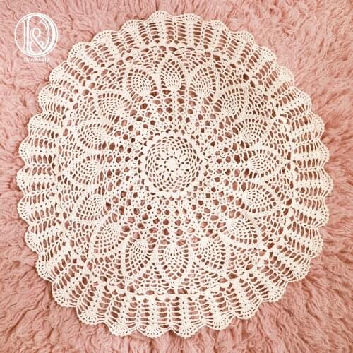 Don&Judy Handmade Crocheted Round Cotton Blanket Photo Basket Stuffer Filler Newborn Infant Photography Shooting Background New