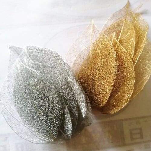 10PC Golde Silver Vein Leaf Bookmark DIY Material Candle Holders Make Candles Dry Flower Embossing Wedding Scene Props Accessory