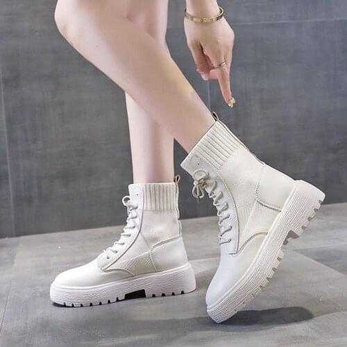 Ankle Boots for Women Autumn Motorcycle Boots Thick Heel PlatfoAnkle Brm Shoes Woman Slip on Round Toe Fashion Boots RALSWNAY