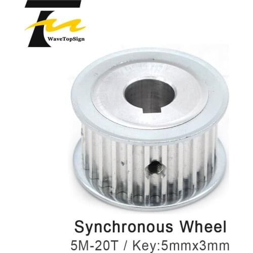 Wavetopsign Gear Pulley Synchronous Wheel 5M-20T Pulley Tooth 20 Hole Dia.14mm Belt Width 16mm with Keyway 5x3mm