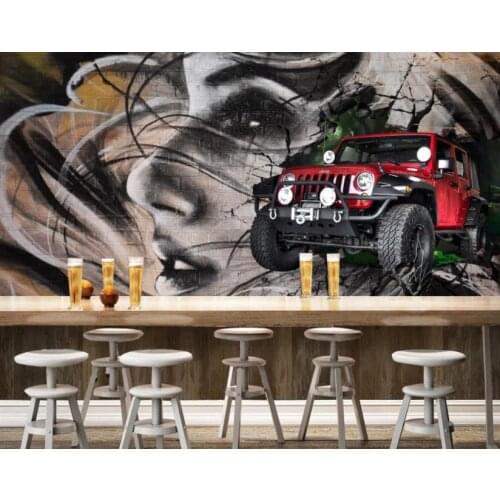 Custom 3D Photo Wallpaper Walls Car Breaking the Wall 3D Personalized Wallpaper Background Mural Wallpaper For Restaurant bar