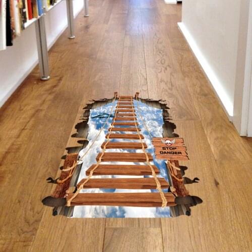 3D Sky Cable Bridge Stairs Wall Sticker Home Entrance Floor Ground Stickers Bedroom Living Room Decoration Vinyl Decals