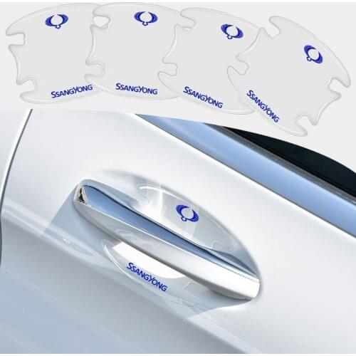 4pcs Car Door Handle Decorative Sticker For Ssangyong Actyon Rexton Korando Rodius Kyron Tivoli Musso XLV Stavic Accessories