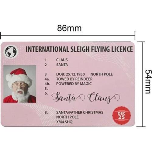5PCS Creative Santa Claus Flight License Christmas Eve Driving Licence Christmas Gifts for Children Christmas Tree Decoration