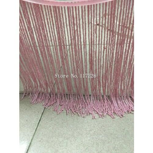 5yards/bag ribbon light pink color beads tassel fringe 25 cm width for wedding bridal gown dress/party decoration