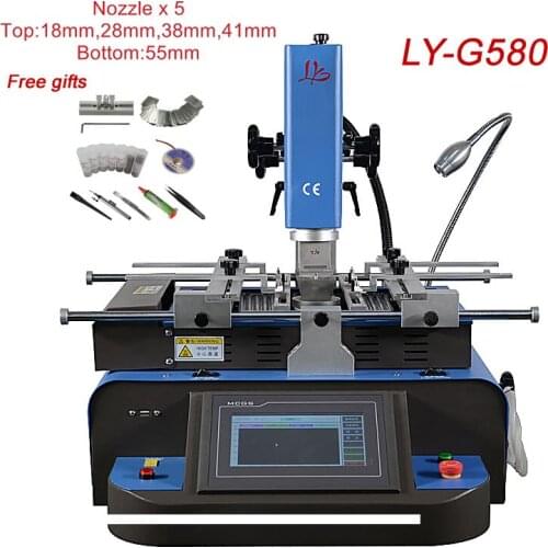 BGA-rework-station hot air ir preheating LY G580 semi-automatic 3 zones for laptops game consoles 220V 4800W with 5pcs nozzles