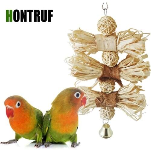 Large Medium and Small Parrot Supplies Lafite Natural Loofah Rattan Ball Bite Chewing Toy Parrot Molar Toy Pet Bird Supplies