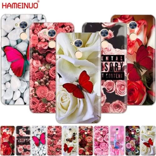 HAMEINUO Red butterfly on white roses flower Cover phone Case for Huawei Honor 10 V10 4A 5A 6A 7A 6C 6X 7X 8 9 LITE