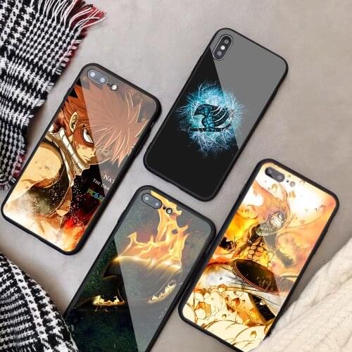 Anime Manga Fairy Tail logo Tempered Glass Phone Case For iPhone 6 6plus 7 plus 8 8plus 5 5S 5C SE For iPhone X XS XR XS Max