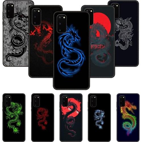 Phone Case For SamSung Galaxy S Note 10 20 7 6 9 8 Plus Edge E Ultra Lite Black Cover Bumper Silicone Popular black dragon