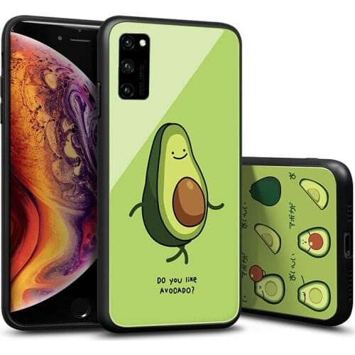For VIVO Y30 Y50 Y51 Y66 Y67 Y70S Y85 Y91c Y91 Case Green avocado cartoon Hard Glass Cover For VIVO Y95 X50 Pro Y51