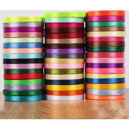 Cor solida 1cm wide 22 metros polegada de cetim presente belt fita da embalagem do casamento decoracao rolo A variety of colors