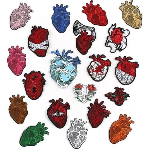 Heart color Embroidered Patches For Clothing Stickers Heart Patch for T-shirt Accessories Iron On Patches On Clothes Badge