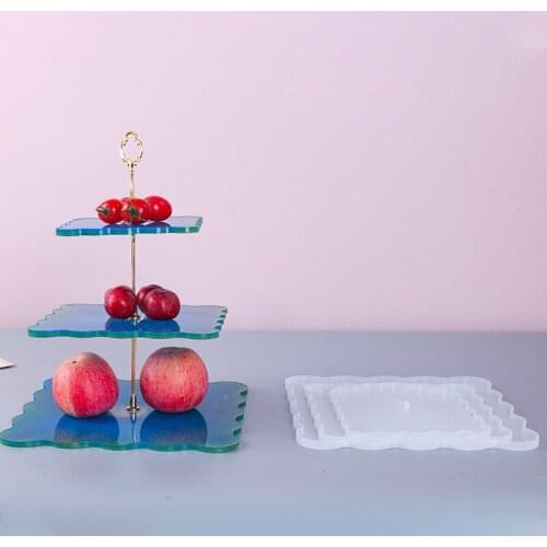 NOT AS LONG diy Epoxy Mould Type Square Wave Three-layer Pallet Mould Resin Mould Tray 3 Sunflower Leaf Crown Tray Bracket