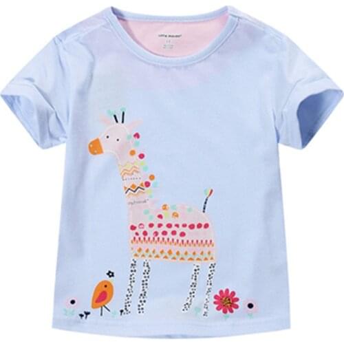 Cotton Printed Short Sleeve Baby Girls T shirt Summer Brand Round Neck Childrens Clothes Kids Tops Tee 18mths-6 years