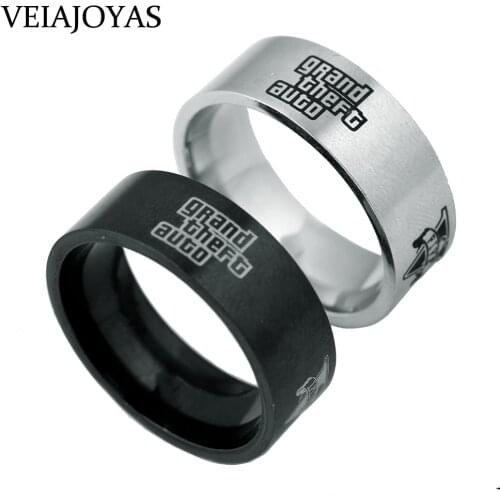 Stainless Steel Ring Game GTA5 Grand Theft Auto V Ring Metal Finger Mens Rings Trend Gift Charm Cosplay Jewelry Rings for Women