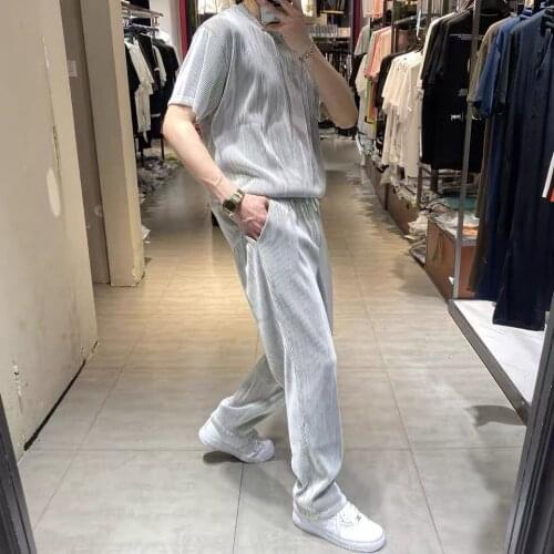 Thin T-shirt set mens and womens fashion casual set 2021 summer new two-piece set mens