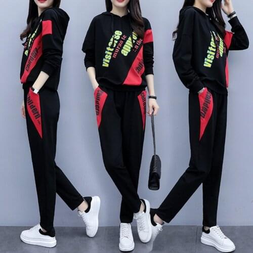 Cartoon Anime Two-piece Suit New Autumn Womens Plus Size Casual Slimming Ladies Hoodie Trousers Suit Fashionable Korean Z536