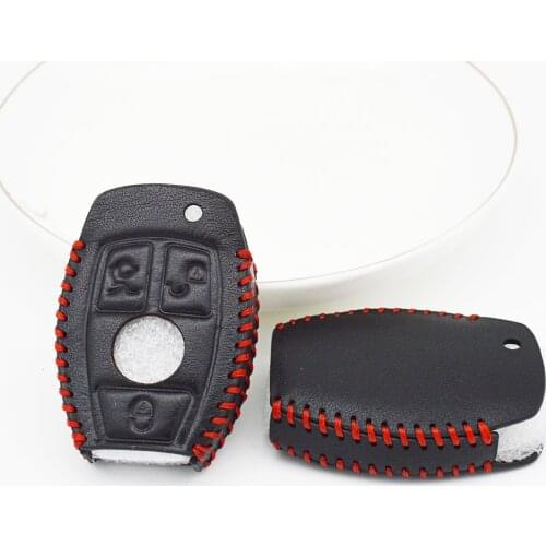 Leather Car Key Cover Case For Mercedes Benz Accessories CLA W117 AMG W205 W204 GLA W212 W210 W124 CLK W203 W177 Key Ring Shell