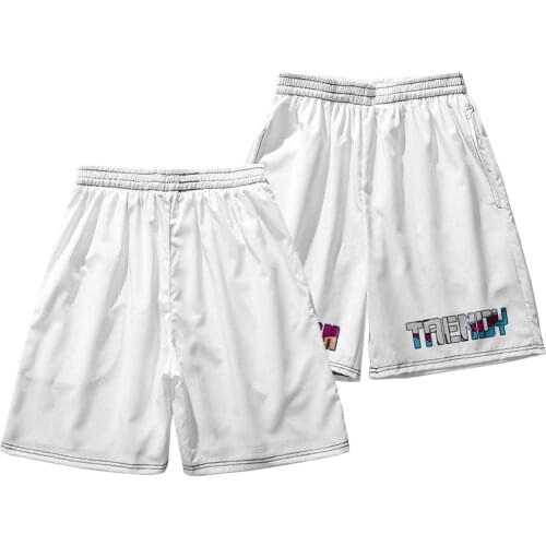 Summer Casual White Print Shorts Trunks Fitness Workout Beach Shorts Man Breathable Sweatpants