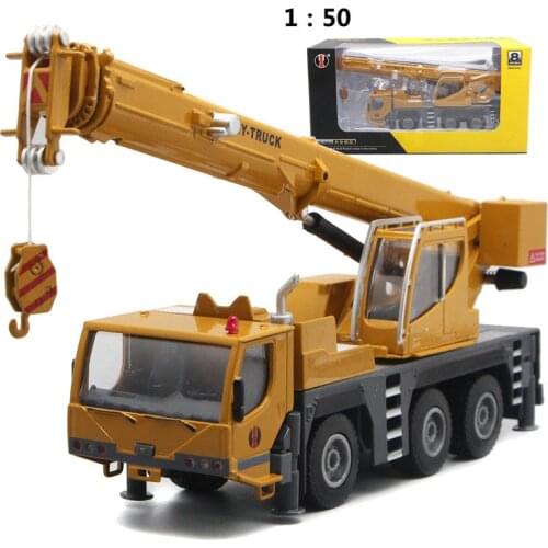 Diecast Alloy Crane Vehicle Model 1:50 Scale Heavy Engineering Jib Metal Models Die-cast Toy Collectible Gifts Ornament Display