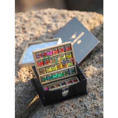 Holbein 18/24/36 Blue Box Solid Watercolor,Master Oil Paint,Artists Watercolors Set of 24 5ml Tubes W405,Water Color Paint Set