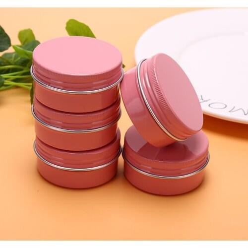 5ps Metal 50ML Tin Cosmetic Cosmetic Containers With Lid Pink Empty Aluminum Pot Jars Eye Cream Hair Conditioner High Quality