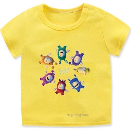 Vogue Boys T-Shirt Funny Weird Cartoon Print Kids Yellow Tshirt Casual Toddler Boy Summer Shortsleeve Shirt Tops Wholesale