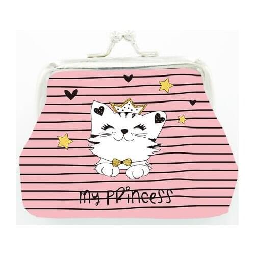 Fashion girl coin purse Cute cat painted coin purse Stationery bag Classic ladies double buckle small purse Sewing kit