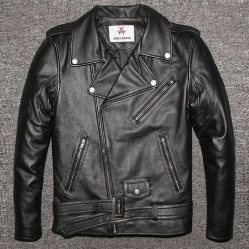 Factory 2020 New Mens Genuine Leather Motorcycle Jacket Male Cowskin Oblique zipper Punk Rock Bomber Motorcycle Biker Coats