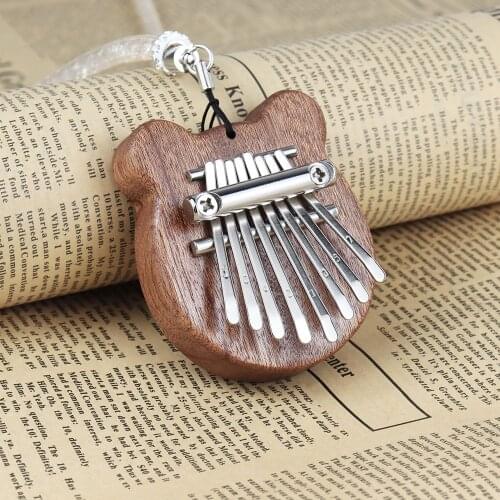 Musical Instrument Thumb Piano Small Carlimba 8 Keys Portable Bear Shape Wood Finger Piano Portable Cute For Kids Girlfriend