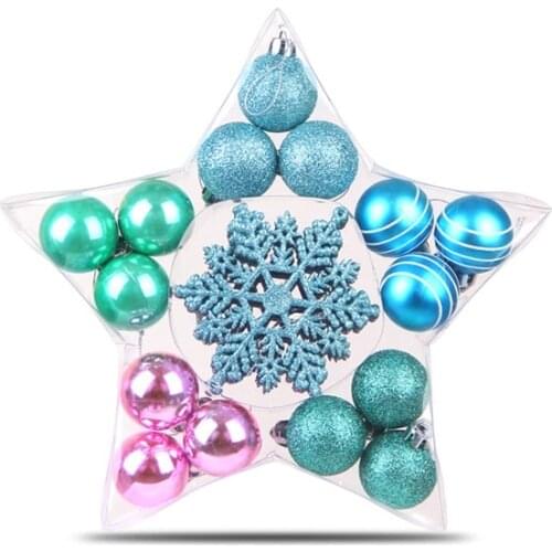 24Pcs Silver Pink Christmas Ball Snowflake Pendant Set Snowflake Shaped Set Christmas Tree Hanging Ornament Decorations