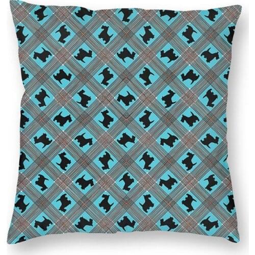Black Scottie Dog Full Plaid Throw Pillow Cover Home Decor Square Scottish Terrier Cushion Cover 45x45cm Pillowcover Living Room