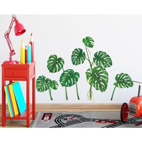 Nordic Green Plant Wall Stickers Turtle Back Bamboo Bedroom Living Room Decoration Sofa TV Backdrop Wall Decoration Decals