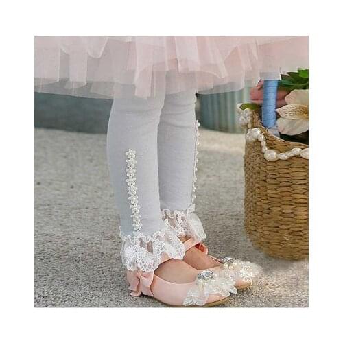 2021 Spring and Autumn New Girls Leggings Korean Style Baby Girl Lace Flowers Lovely Legging Kids Thin Trousers Toddler Clothes